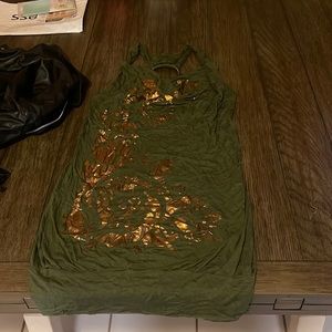 Unica dress. Olive Green and Gold. Size small
